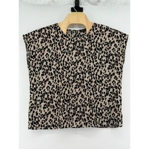 Halogen Women's XL Leopard‎ Print Cap Sleeve Top Blouse